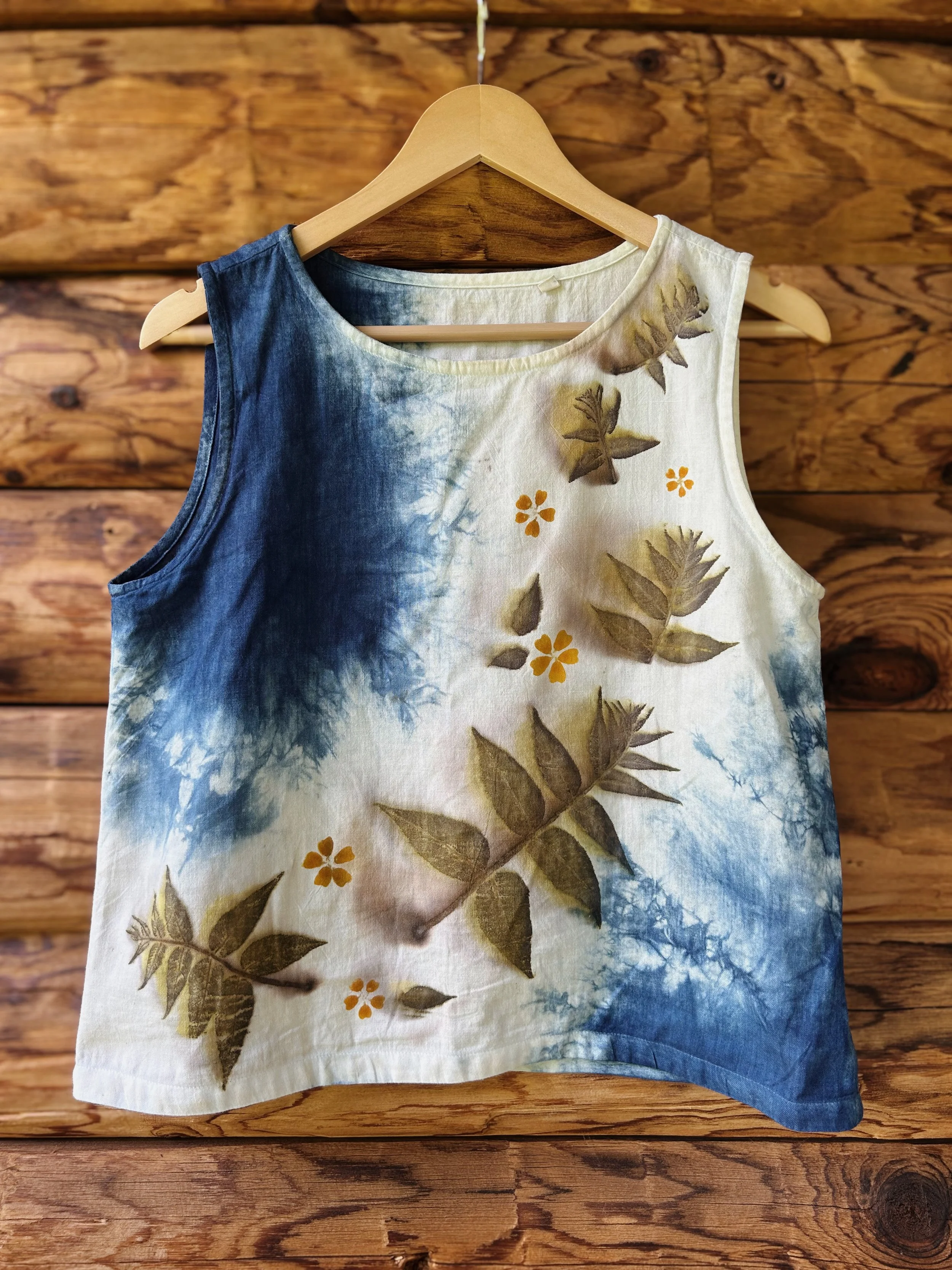 Sleeveless Top | Indigo & Ecoprinted