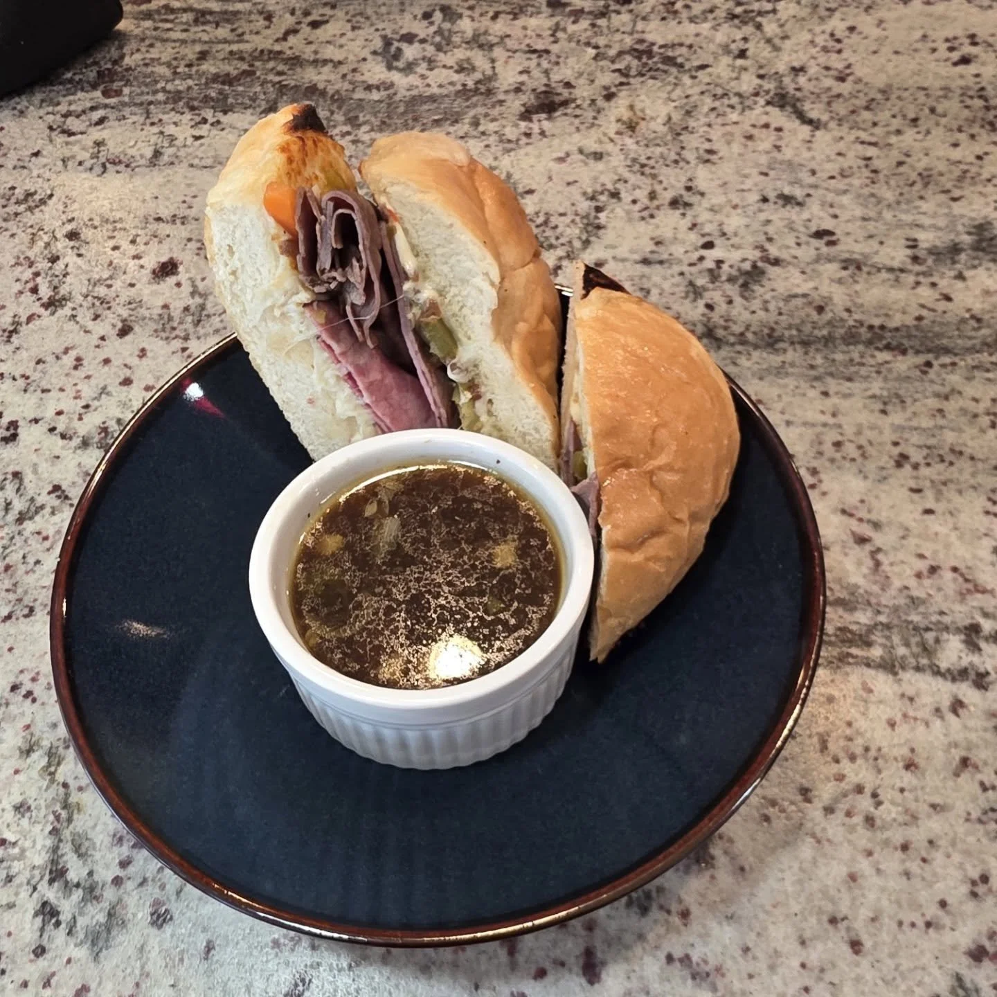 @allrecipes knocking it out of the park with this Lazy dinner. Roast Beef and Italian bread recipe with an Au Jus dip. For 2 people not only was this far less than drive thru and take out costs. We have leftovers. I am telling you when I make my husb