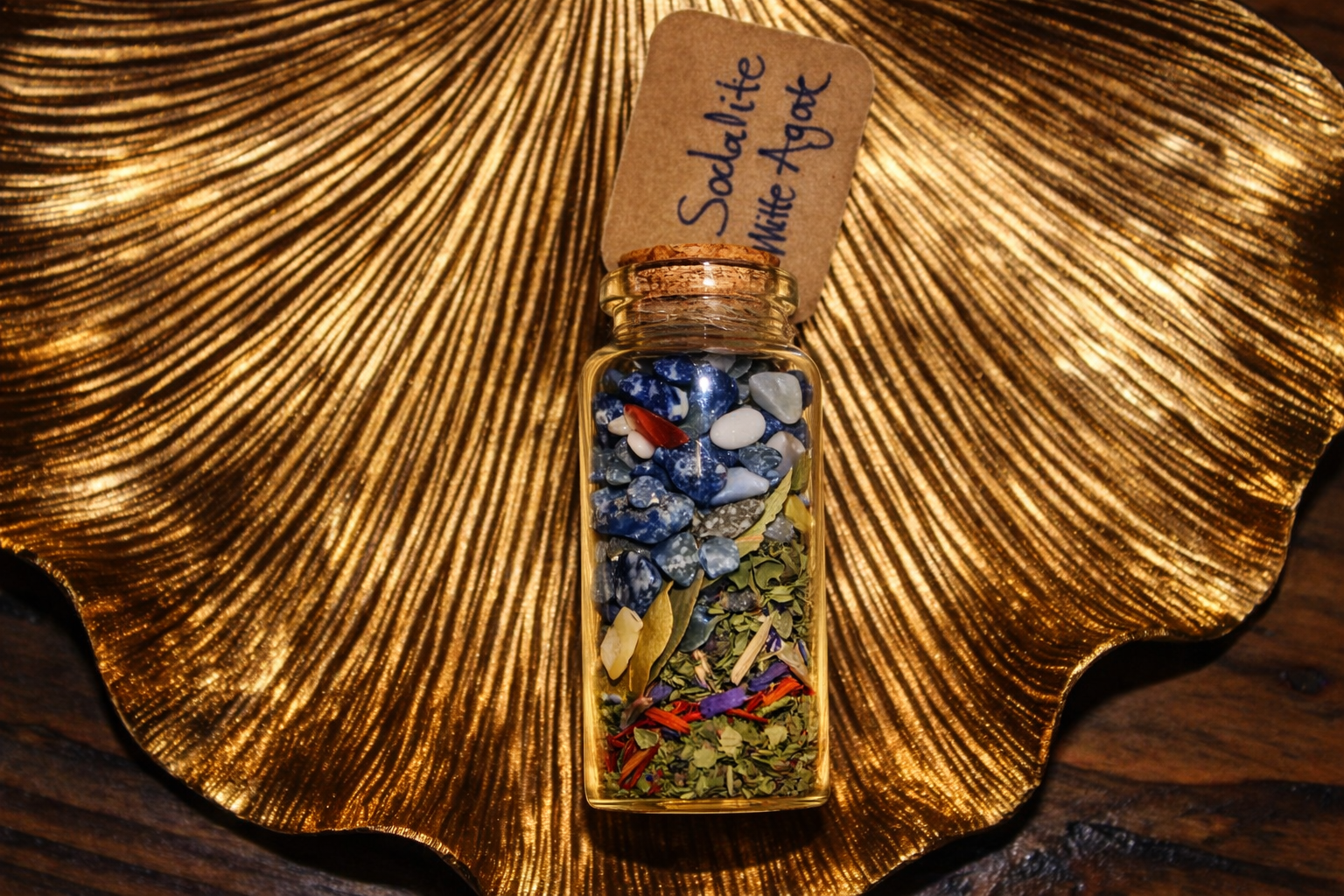 Sodalite & White Agate Herbal Bottle