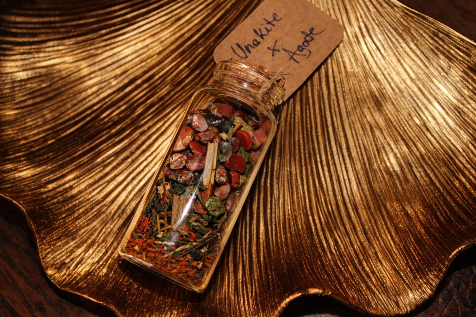 Unakite & Red Agate Botanical Intention Bottle