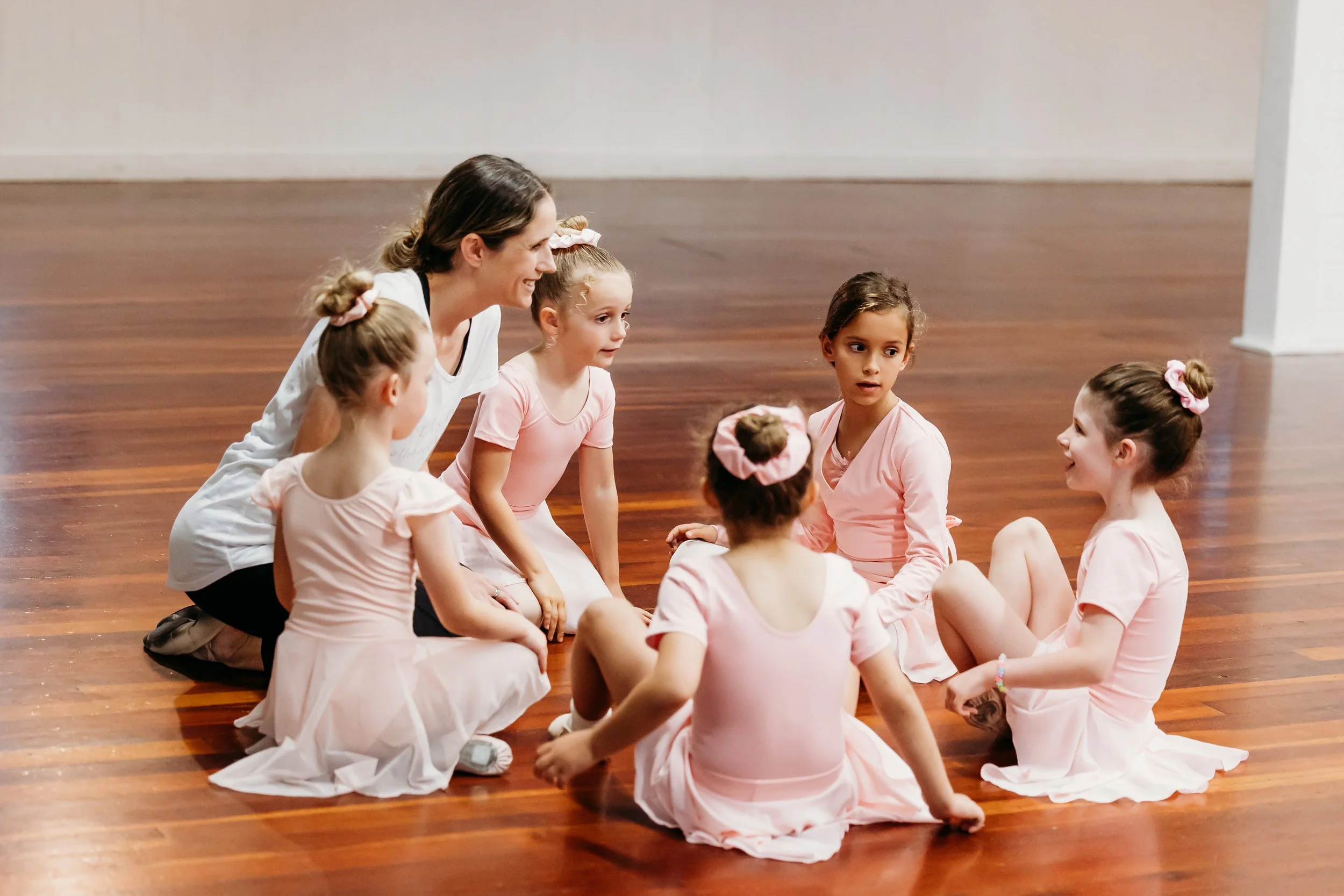 Teacher sitting in a circle with students at the start of class