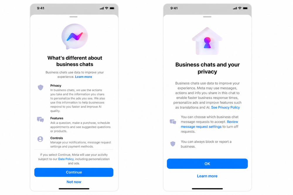 Before and after of the privacy disclosure copy