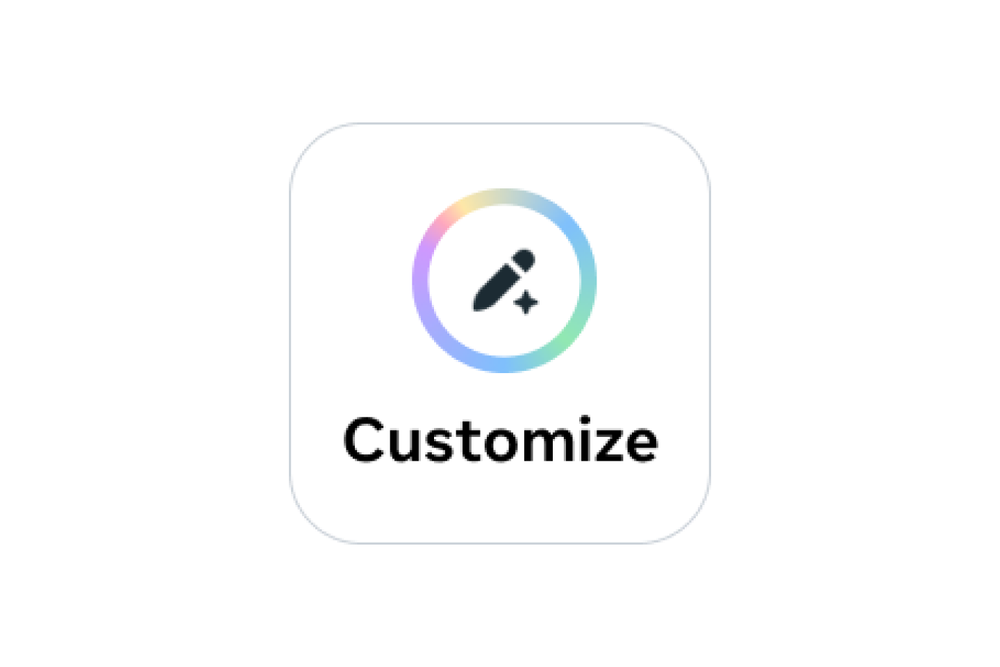 Customize button — colorful ring icon with pencil