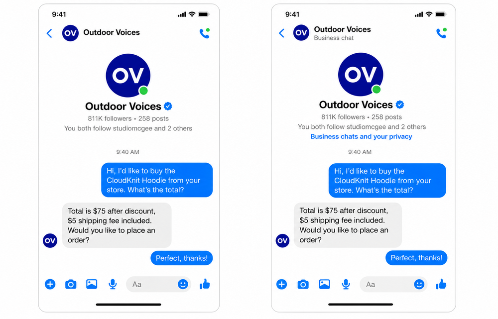 Business chats — before and after the redesign