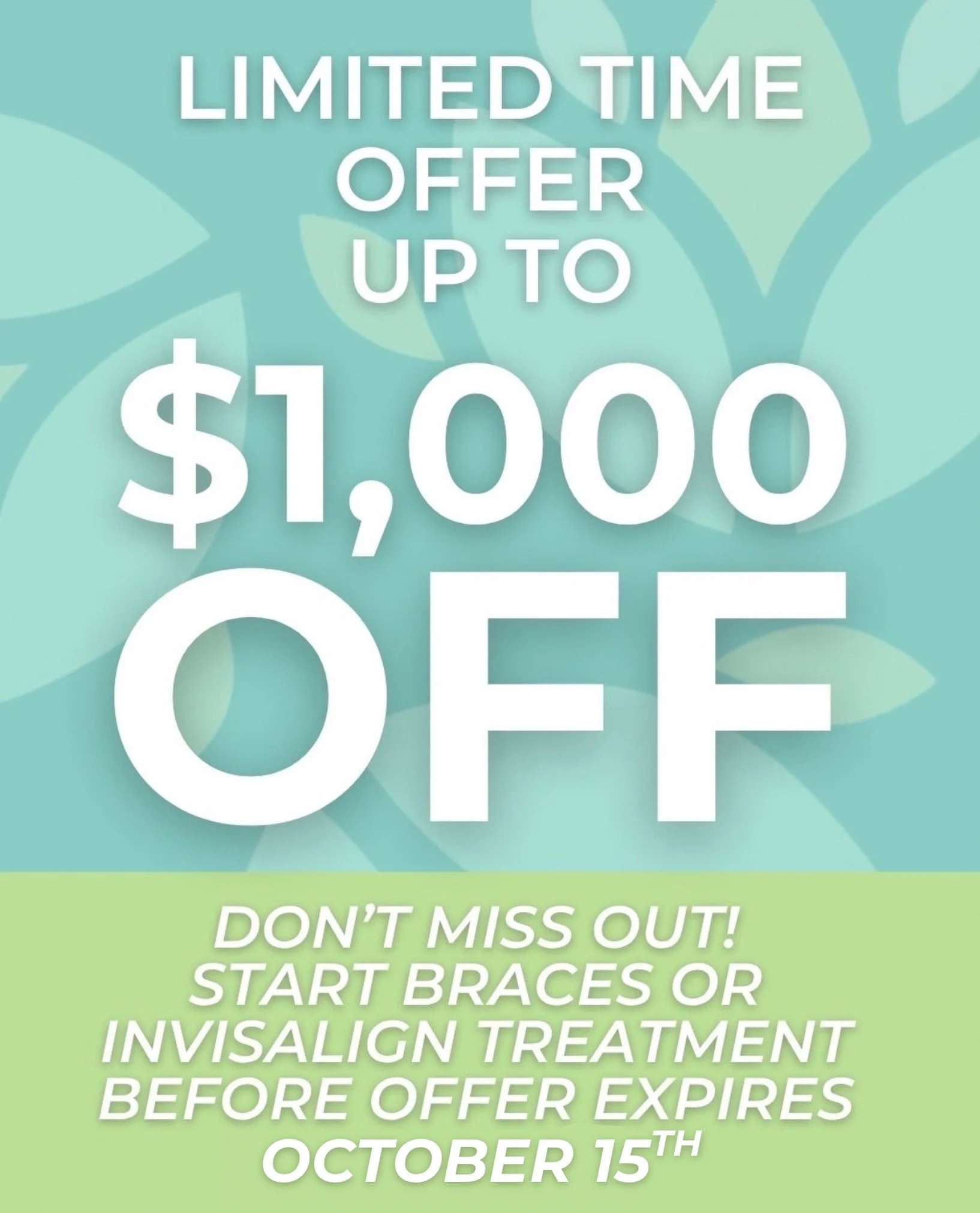 🚨 Back to School Smile Savings are here! 🚨

For a limited time, new patients at Weiler Orthodontics can receive up to $1,000 off braces or Invisalign in Harrisonburg and the Shenandoah Valley.

✨ $1,000 off comprehensive treatment
✨ $500 off limite