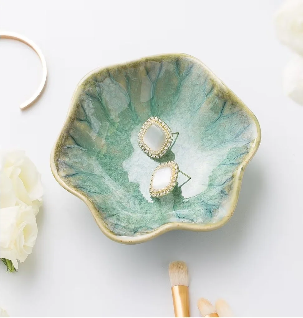 Green and Gold Jewelry Dish