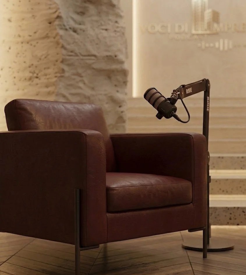 Intervista podcast online per imprenditori registrata in video call con Voci di Imprese