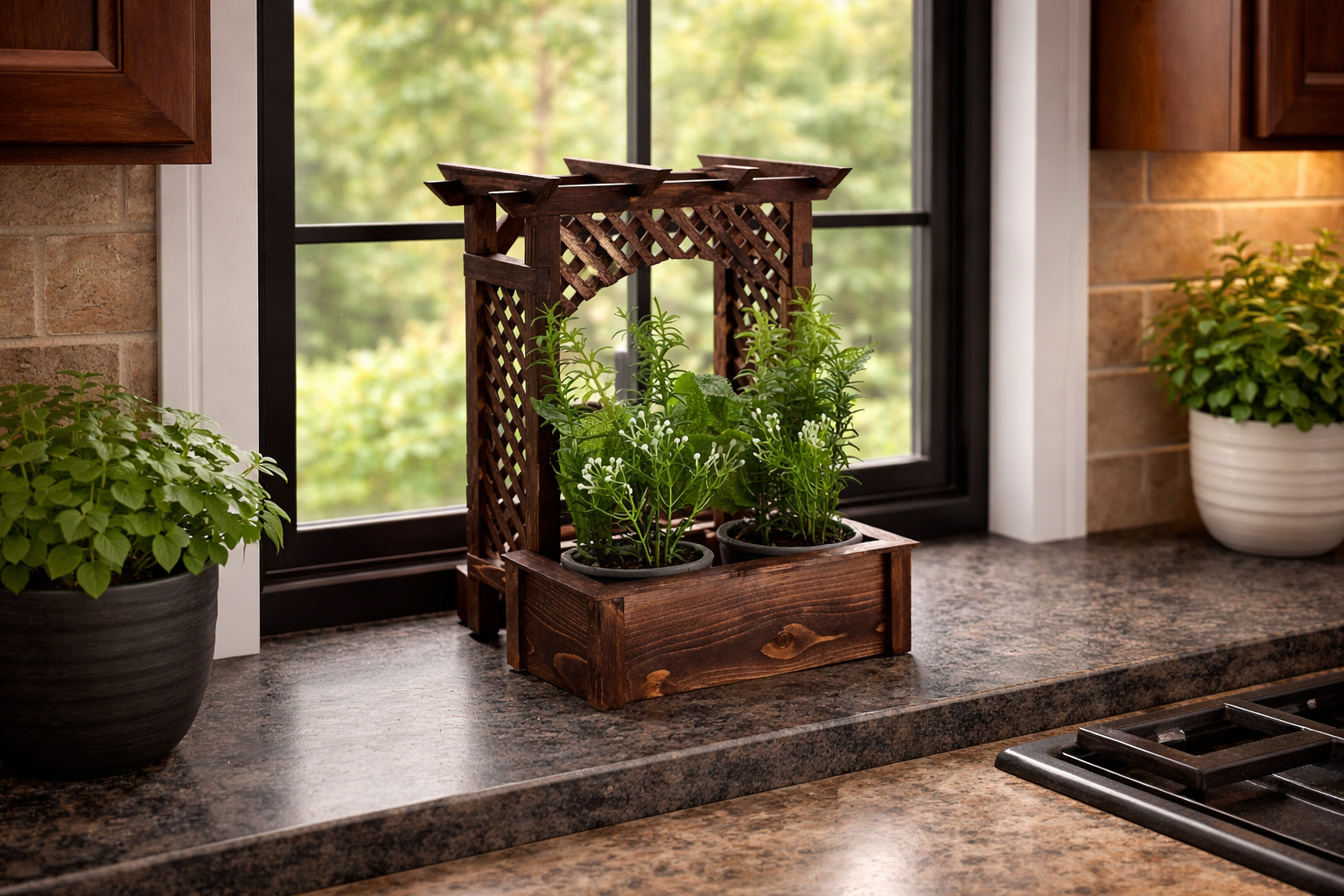 Handmade Wooden Mini Pergola Planter