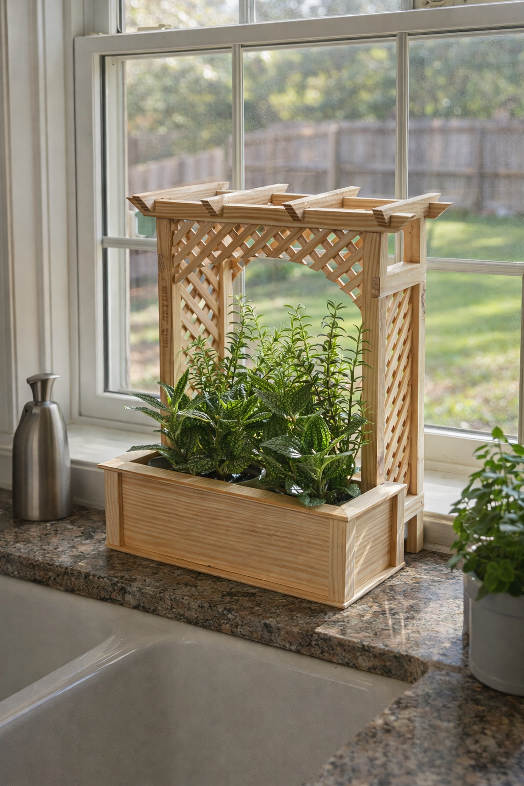 Handmade Wooden Mini Pergola Planter