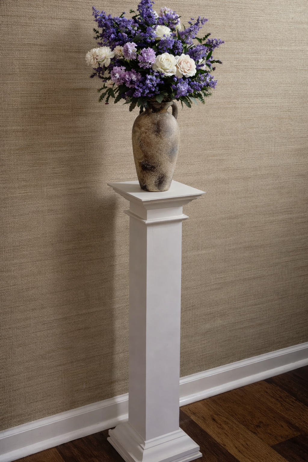 Handmade Wooden Pedestal Column – White Finish