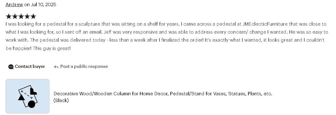 Decorative black wood/wooden column stand for home decor, vases, statues, plants, etc.