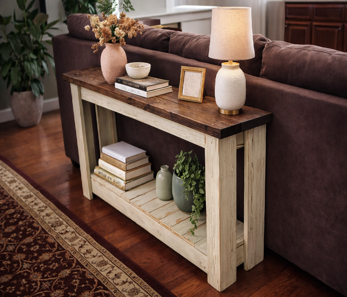 Rustic Sofa Table/Entryway Table – Handmade Solid Wood (Distressed or Painted)