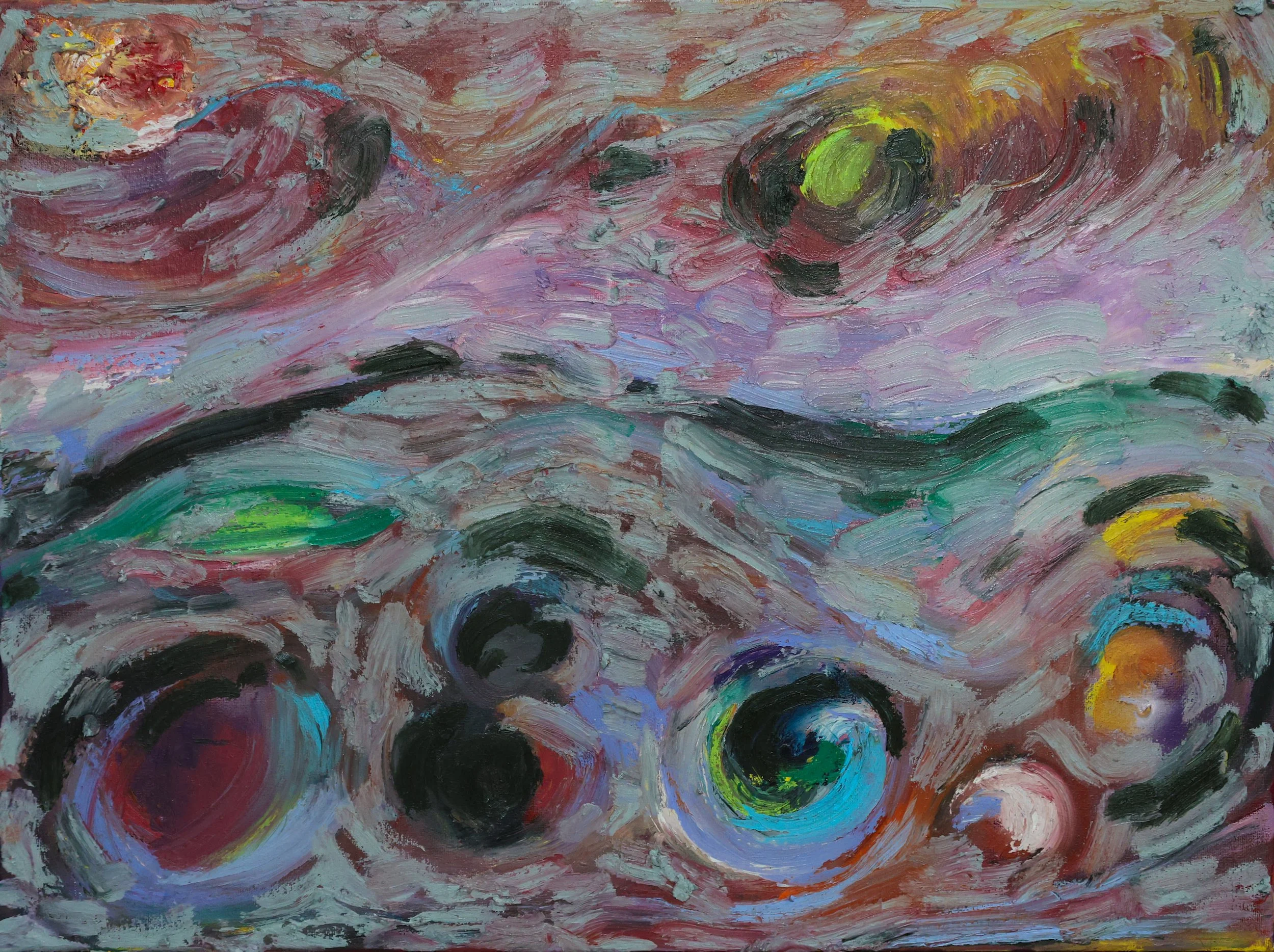 Echo of the Wind    |   
18 × 24 in    |   
Acrylic and oil pastels on canvas    |   
2024