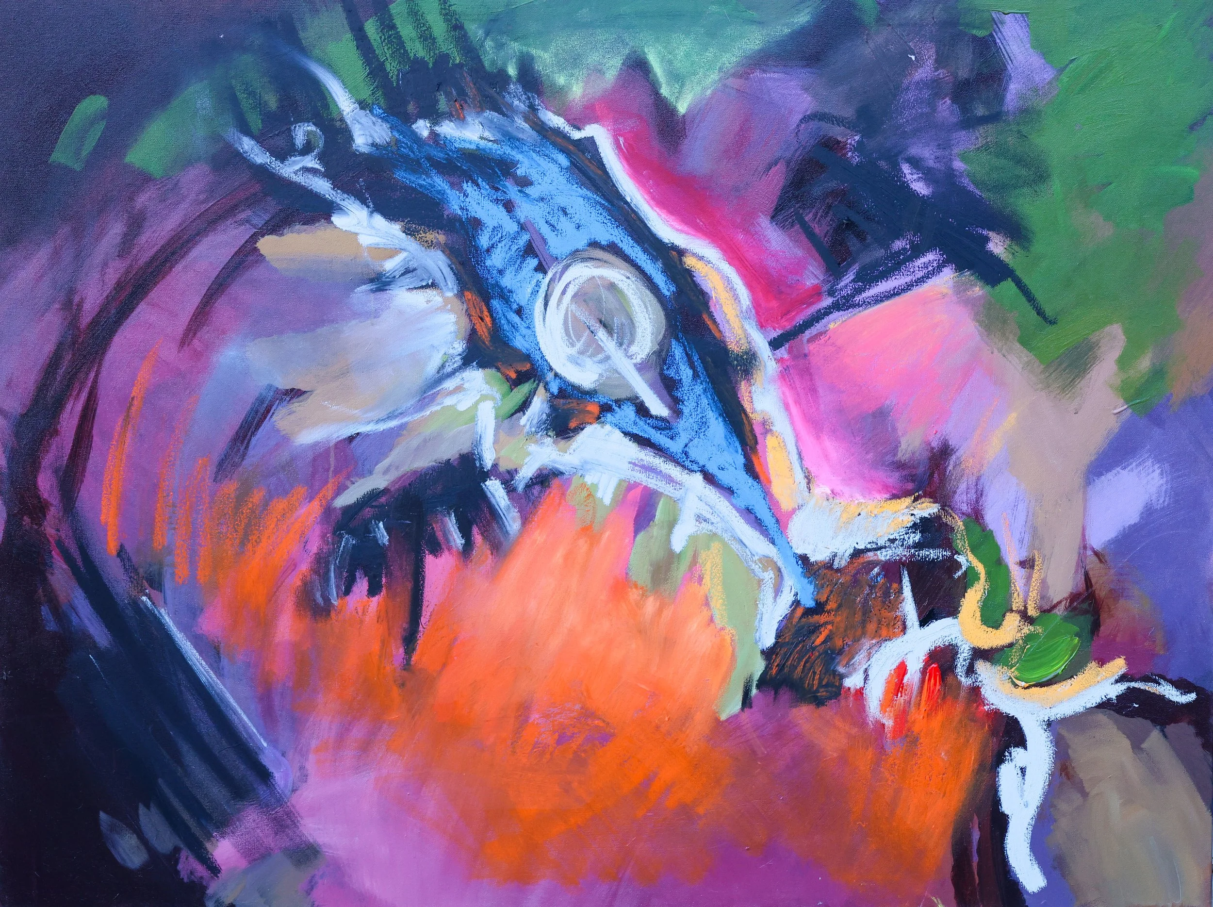 Between Breaths    |   
36 × 48 in    |   
Acrylic and oil pastels on canvas    |   
2024