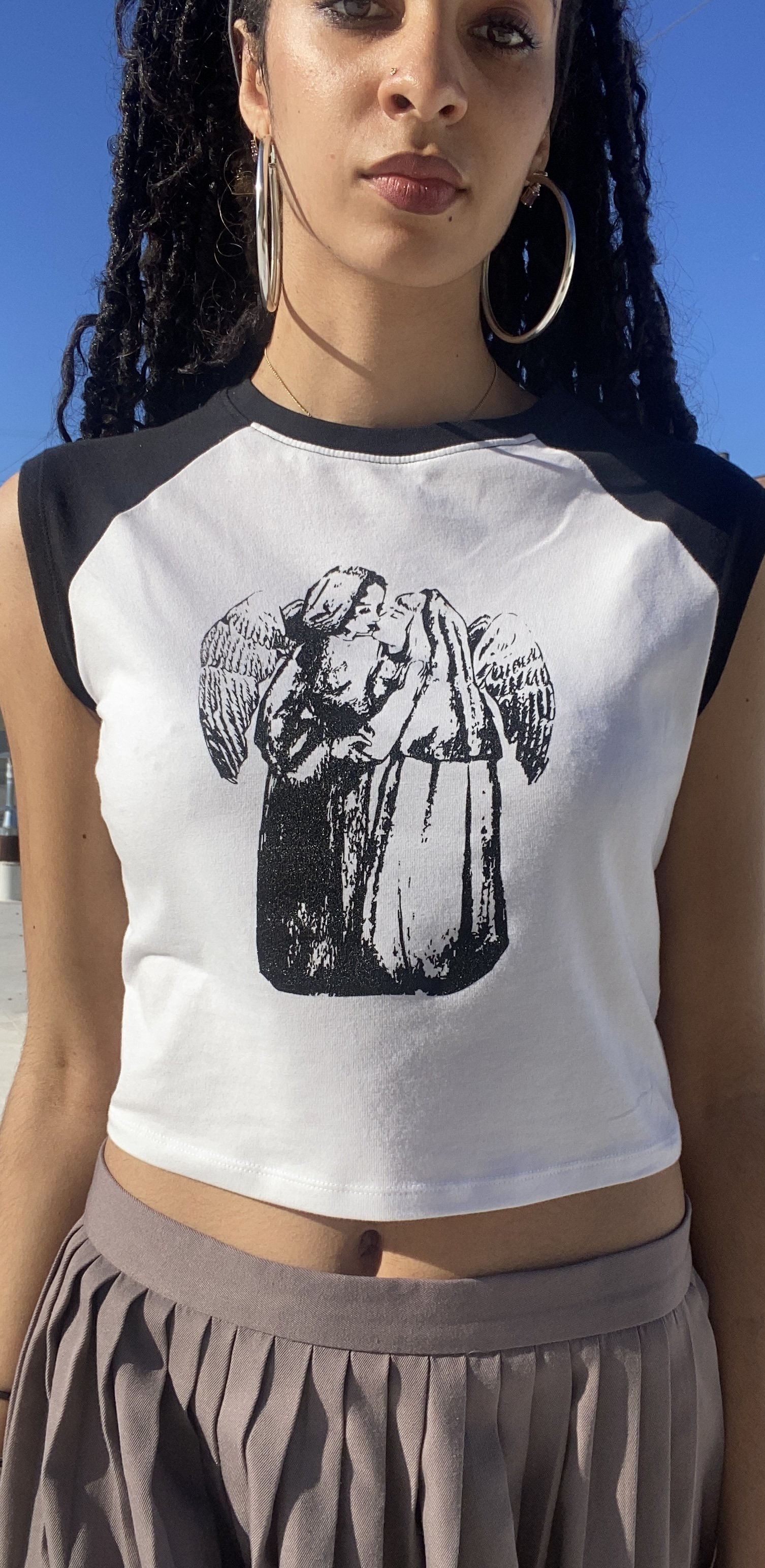 Angelic cropped screen printed top