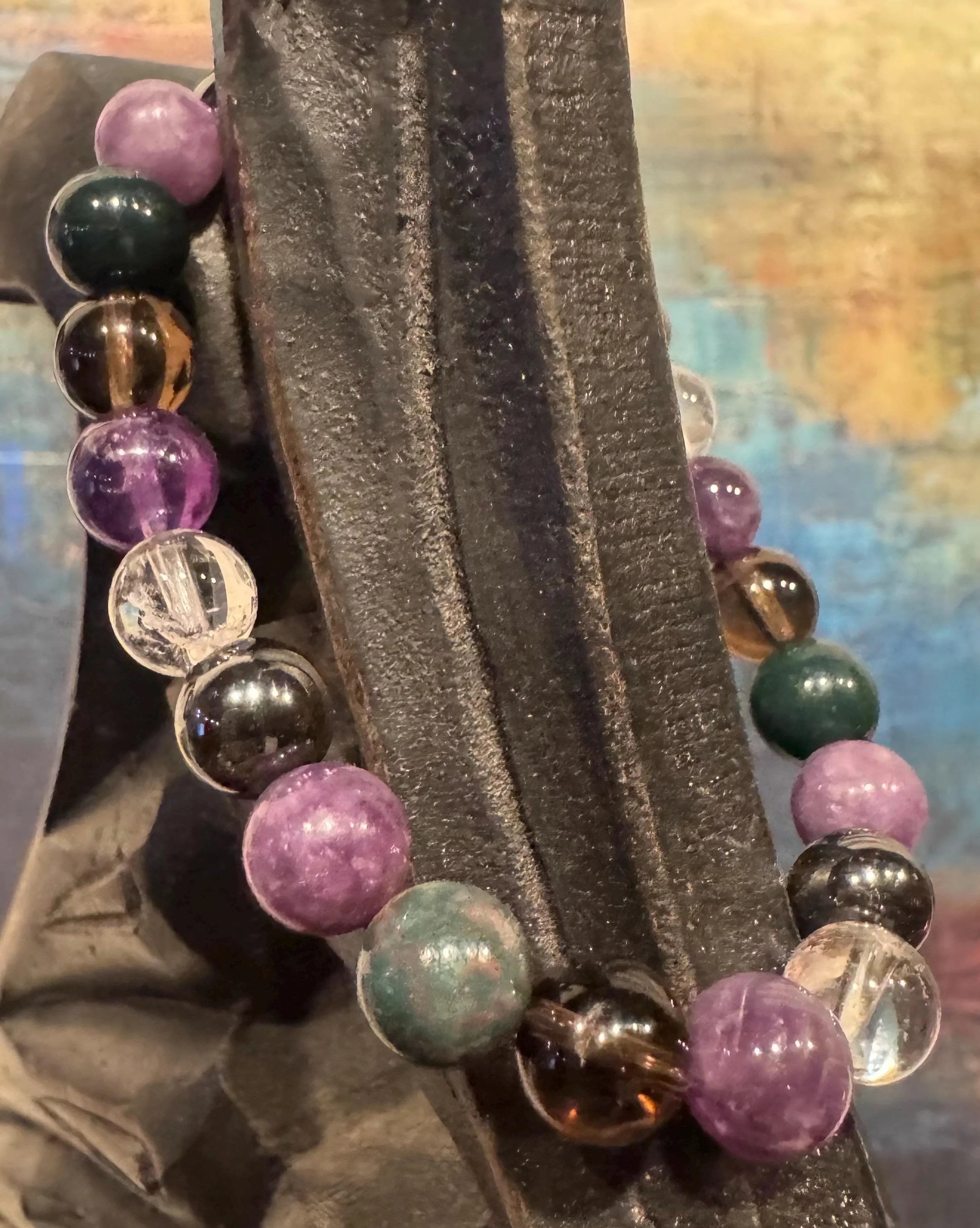 Resilient Warrior Cancer Support Bracelet with Bloodstone, Smoky Quartz, Hematite, Lepidolite, Amethyst, Clear Quartz strength, healing