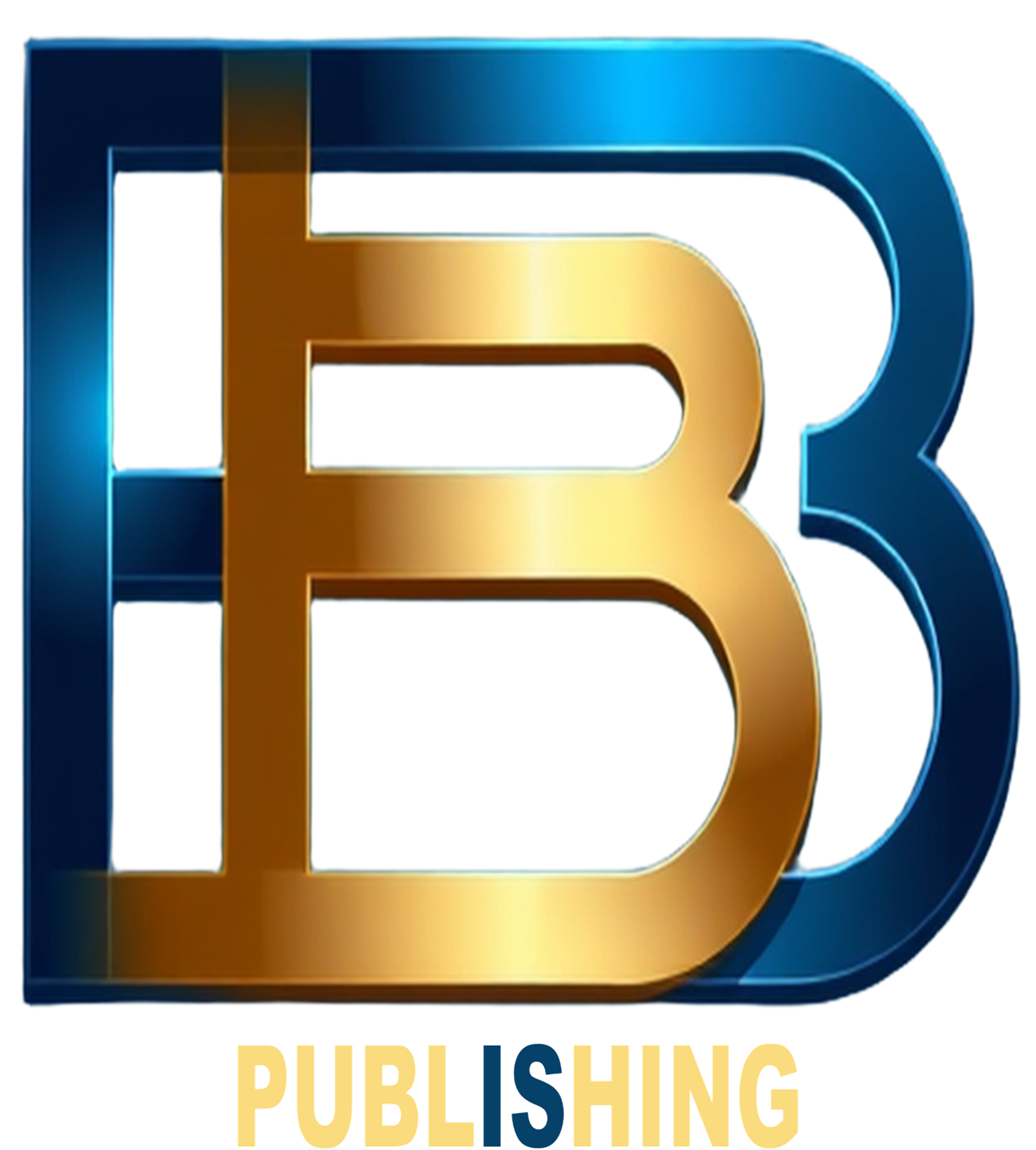 Stylized letter B with a gold and blue color scheme over the word PUBLISHING in gold and blue letters.