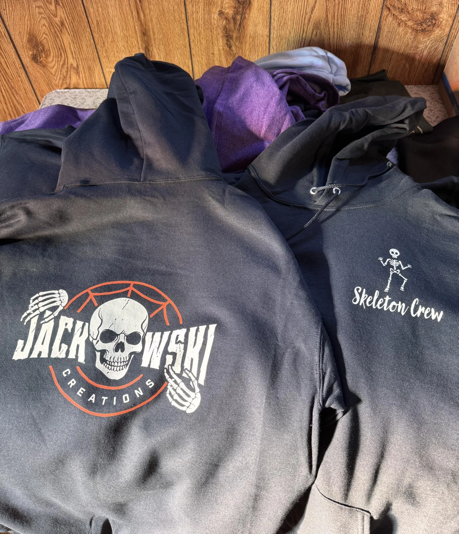 Front and back of hoodie with local decorating company logo DTF