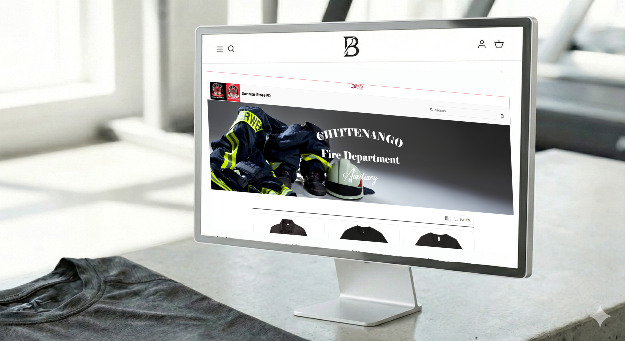 Computer screen with webstore sample