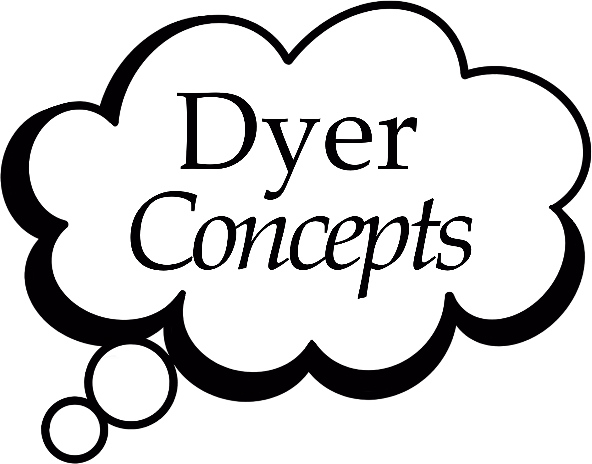 Black and white cloud with the words 'Dyer Concepts' inside.