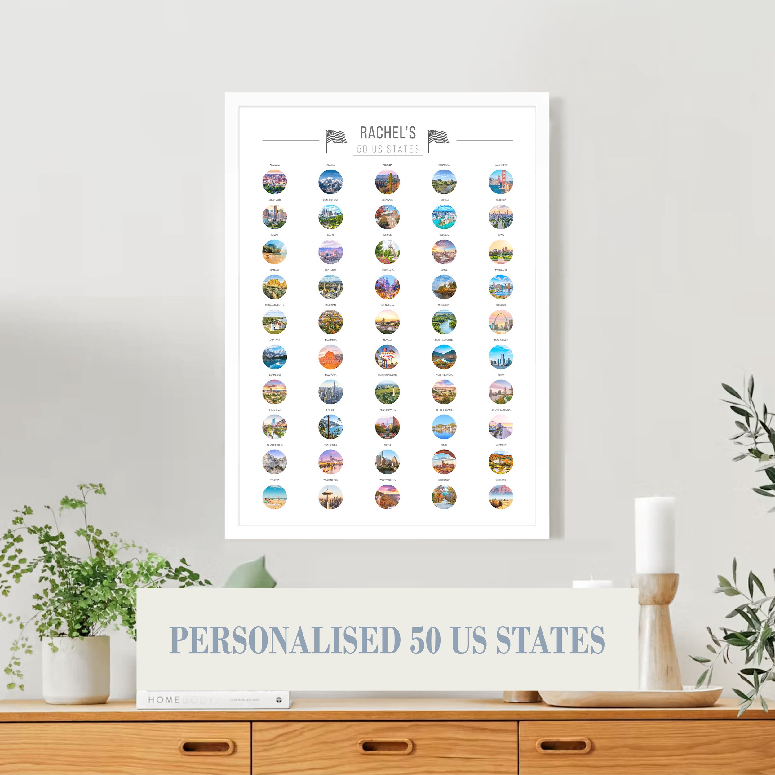 Personalised 50 US States Scratch Off Bucket List