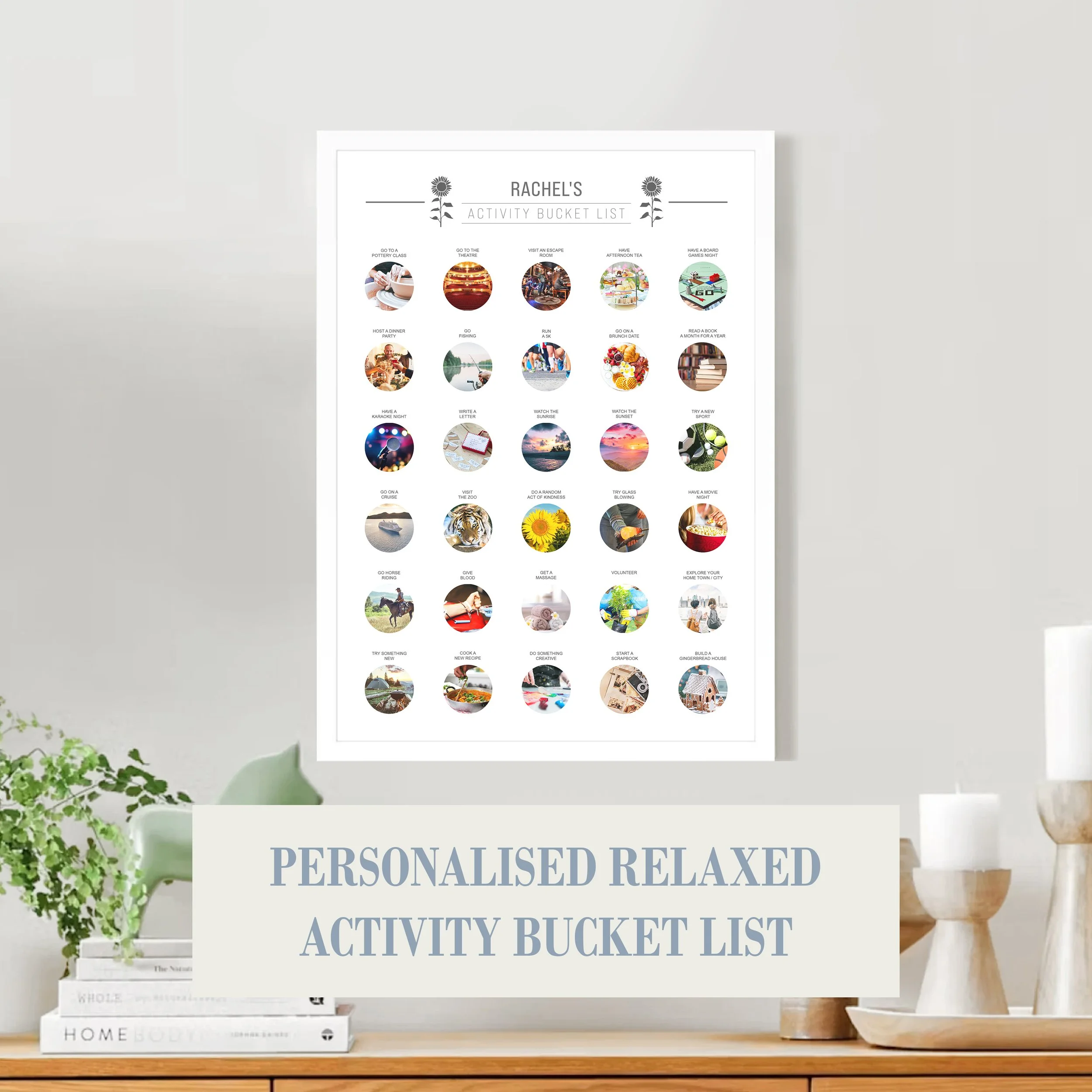 Personalised 30 Item Relaxed Activity Scratch Off Bucket List