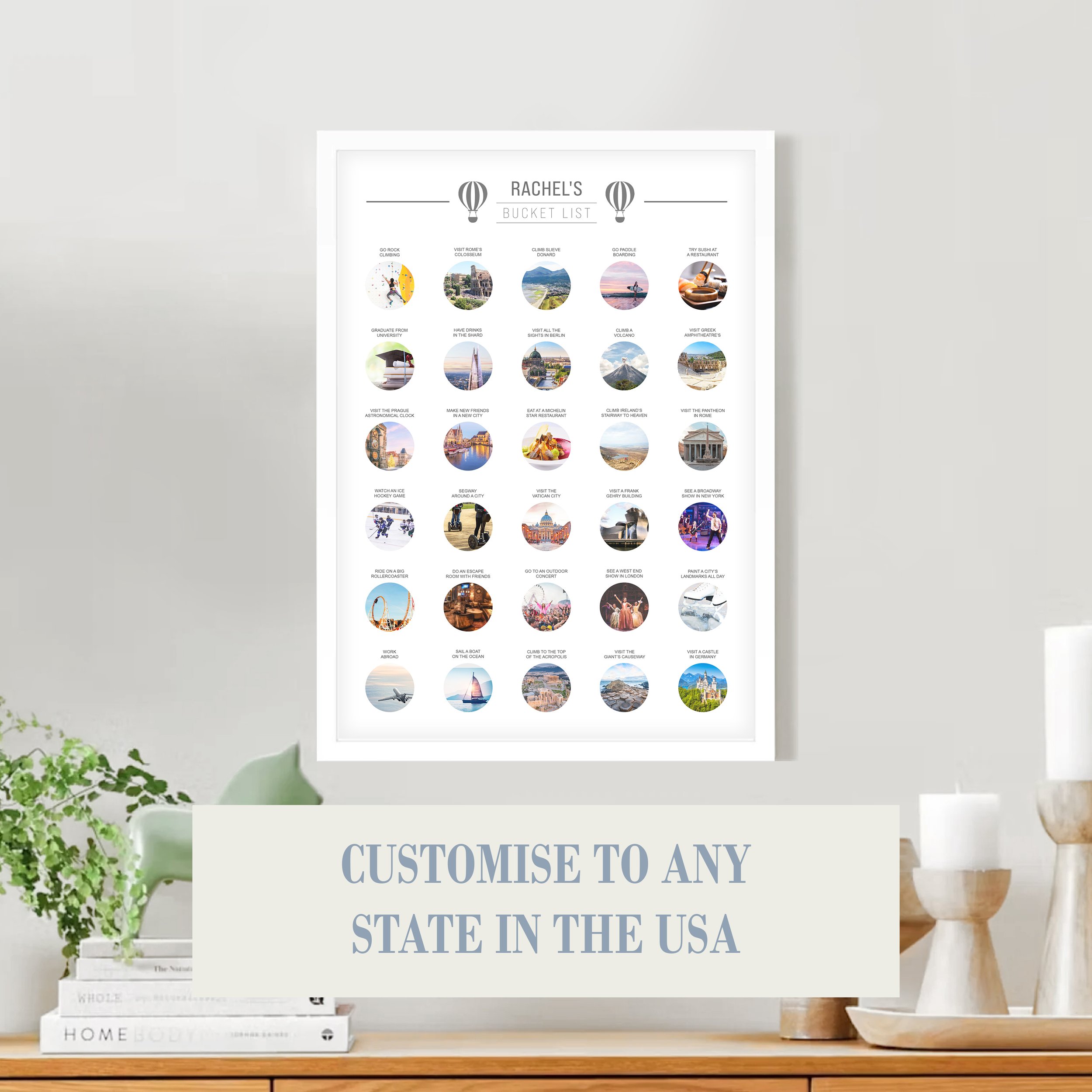 Any US State 30 Item Scratch Off Bucket List