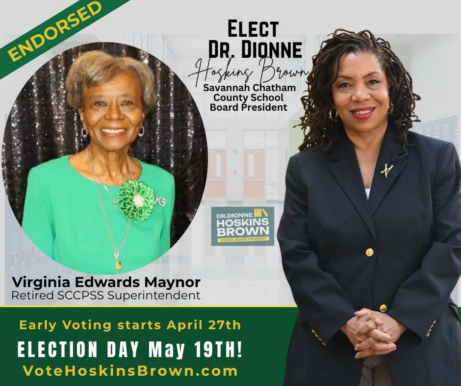 Virginia Edwards Mayor, former superintendent of savannah-chatham county schools, endorses Dr. Dionne Hoskins-Brown for Savannah-Chatham County School Board President