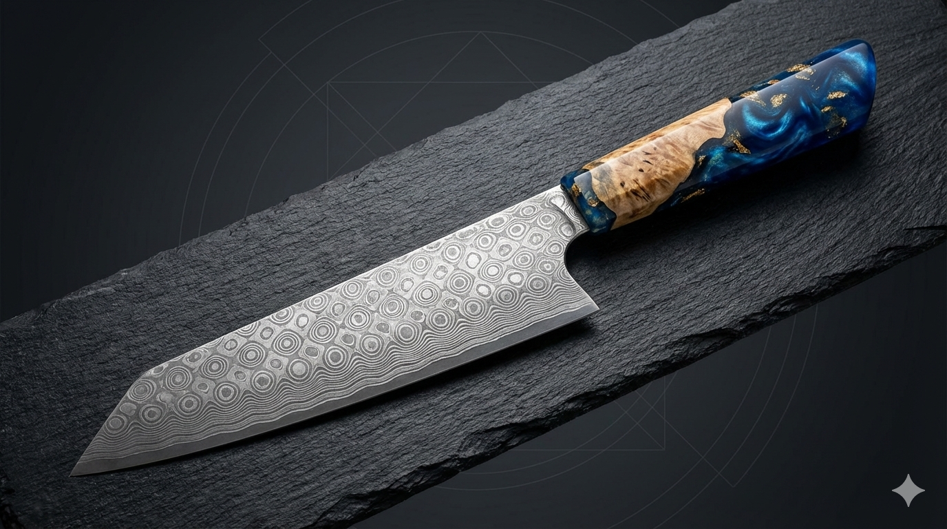 Chef's Precision Damascus Blade w/ Midnight Sapphire Burl