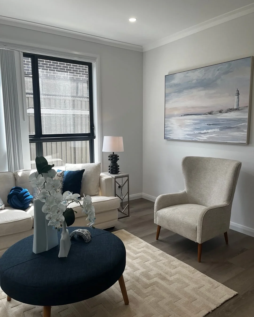 Soft neutrals, coastal tones, and textures that tell a story of calm living 🌾 #StyledInteriors #CoastalCharm