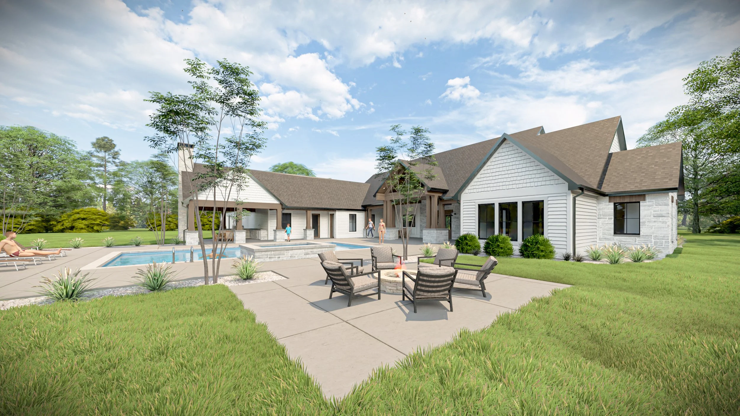 Modern farmhouse patio design for outdoor entertaining