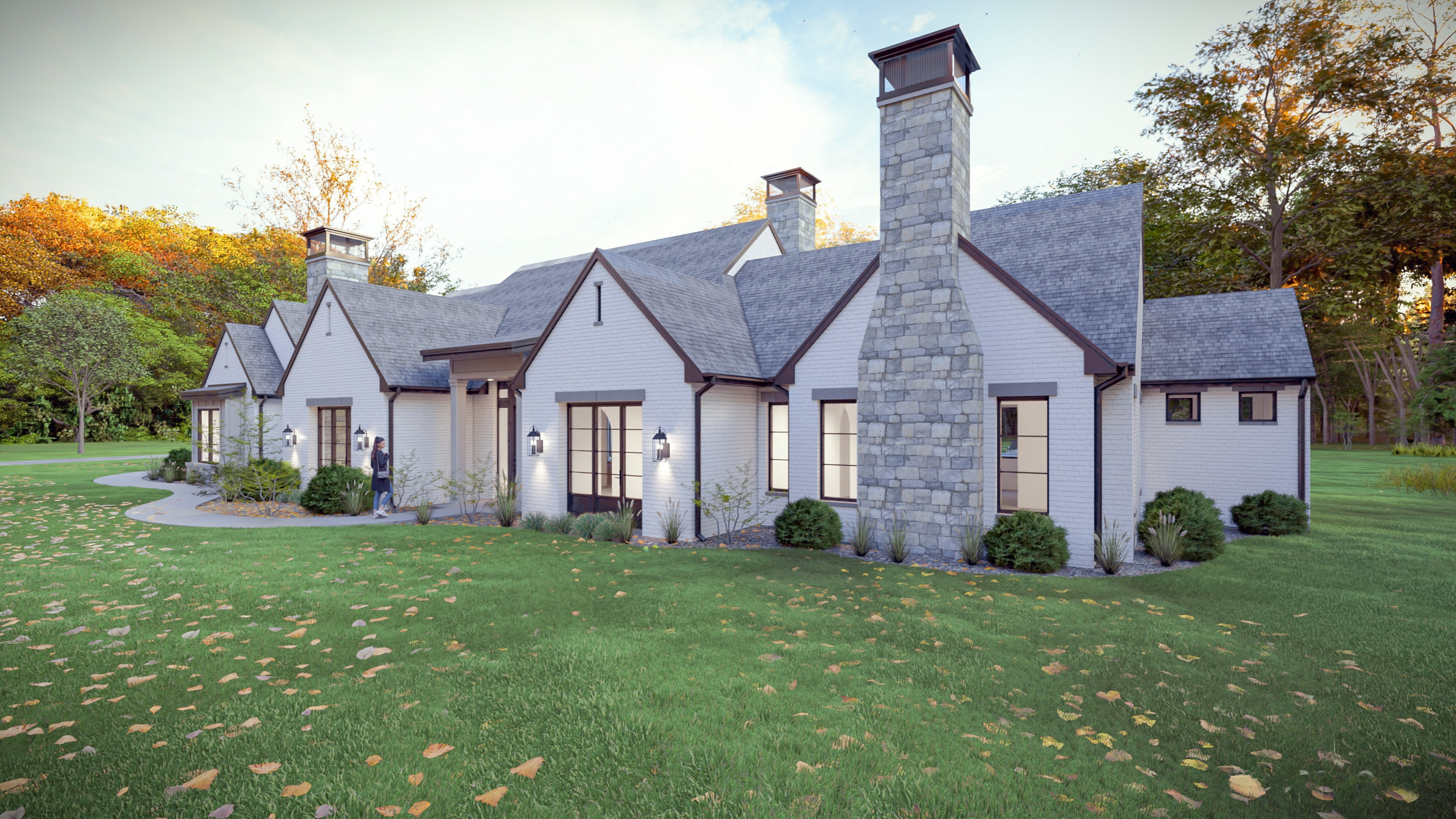 Modern English house with attached garage.