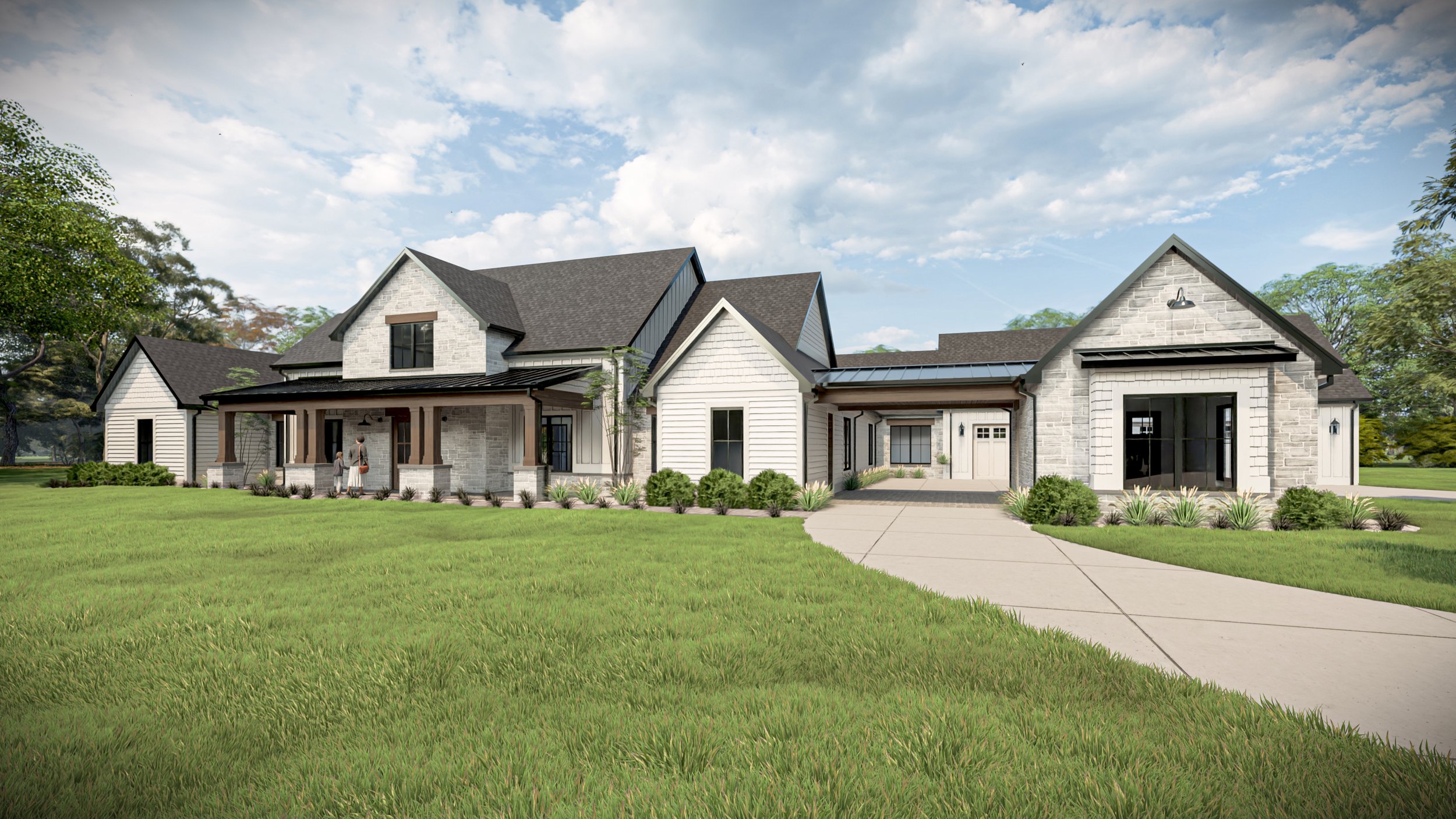 Modern farmhouse exterior inspiration — white siding with clean lines