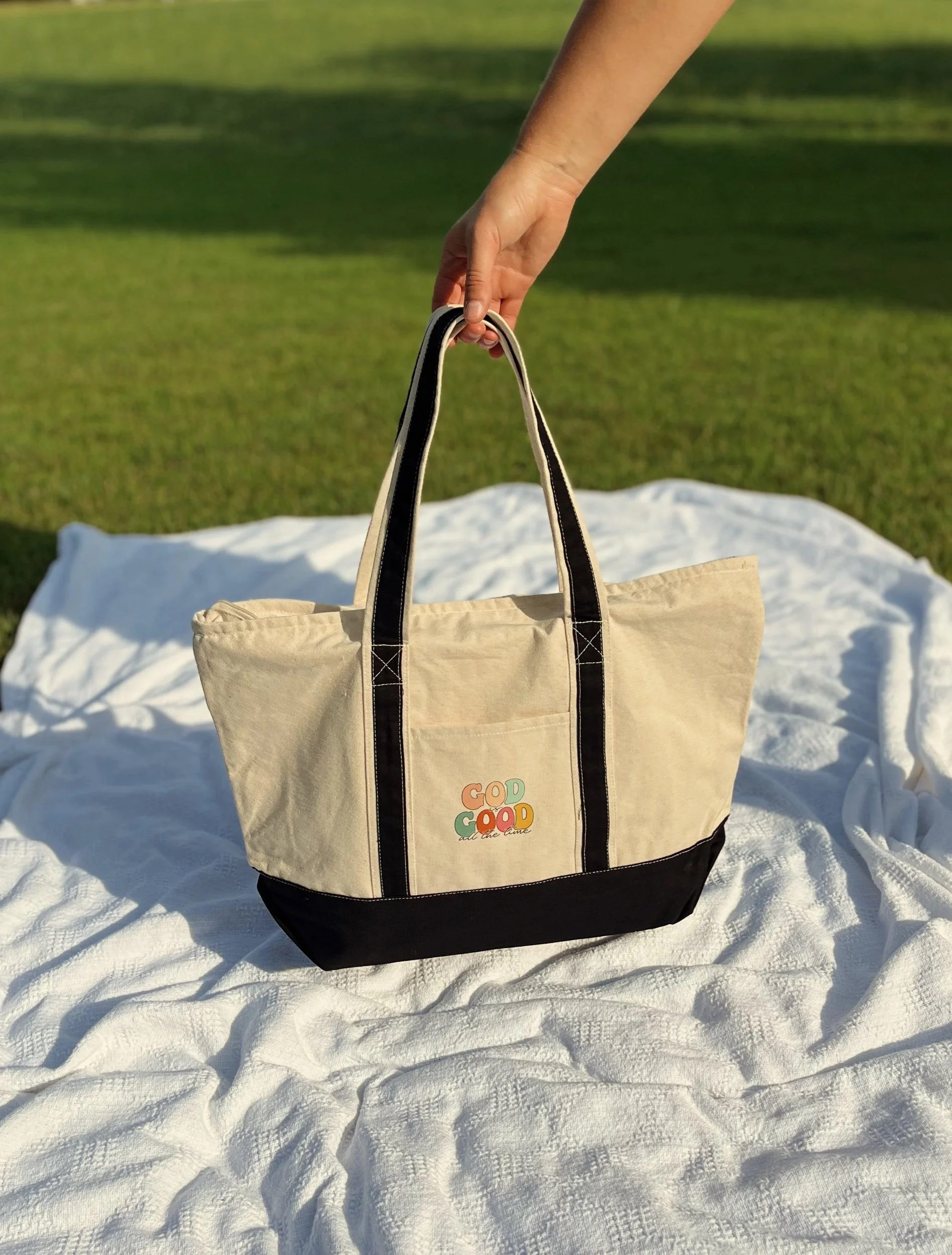“God is Good All The Time” Black Canvas Tote