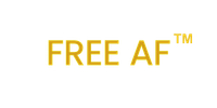 the letters free af in gold with a gold trademark symbol
