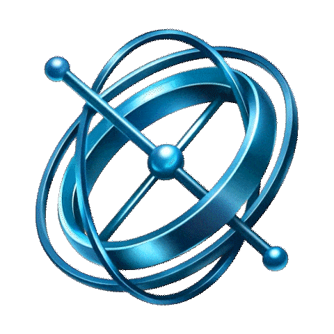 Blue Gyroscope spinning represents the strong orientation and bounding box capabilities of OA Alpha, the Orientation Automator by gruntWAVE - The Grunt Work Eliminators