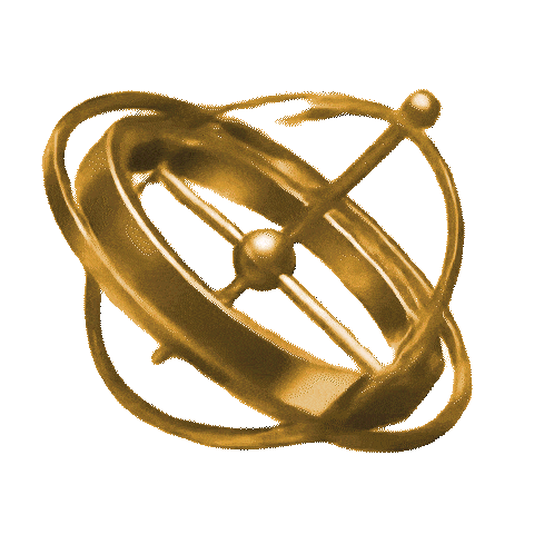 Golden Gyroscope spinning represents the maximum orientation, gravity, scaling, and bounding box capabilities of OA Pro, the Orientation Automator for Professionals, developed by gruntWAVE - The Grunt Work Eliminators