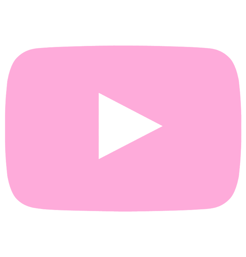Pink YouTube play button icon with black play triangle in the center.