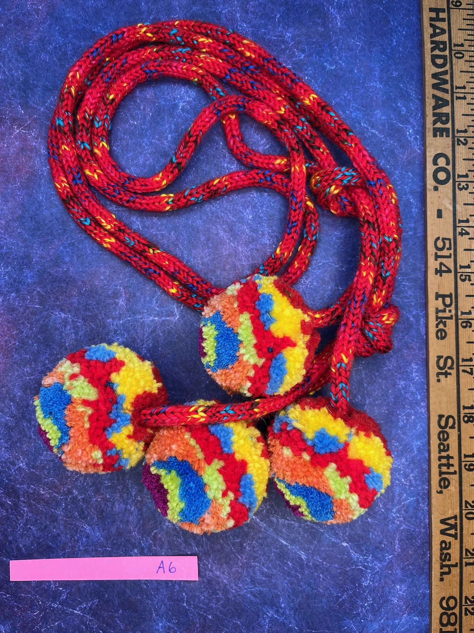 Red confetti pompom scarf A6