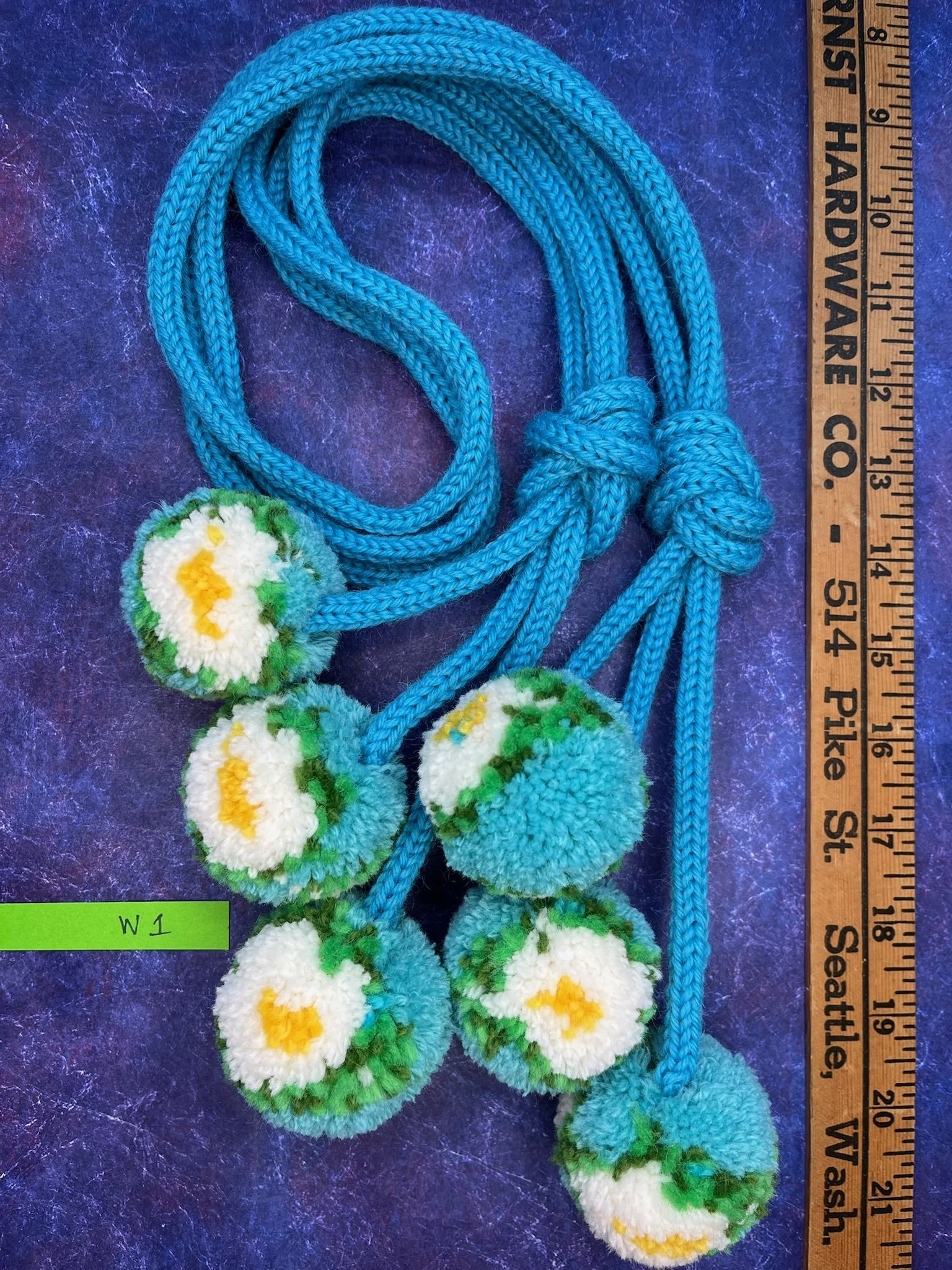 Fried Egg Flower Pompom Scarf W1