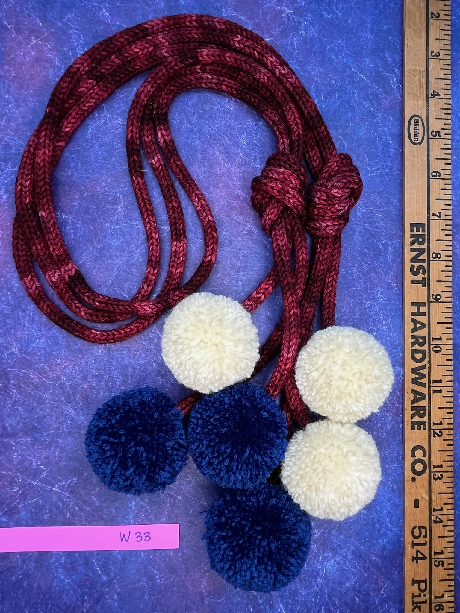 Red white and blue is for lovers pompom scarf W33