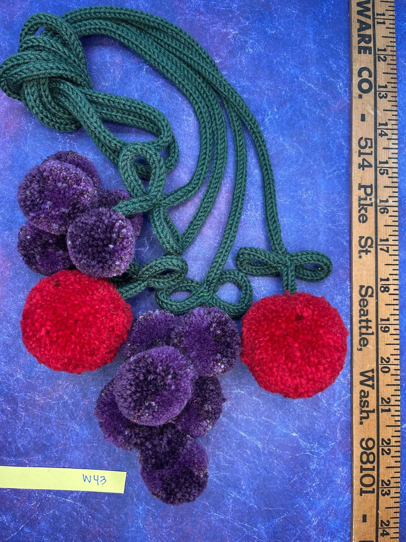 Apples and Grapes but no Banana Pompom scarf W43