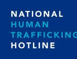 National Human Trafficking Hotline logo with blue background and white text.