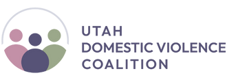 Logo for Utah Domestic Violence Coalition featuring three stylized figures in a circle
