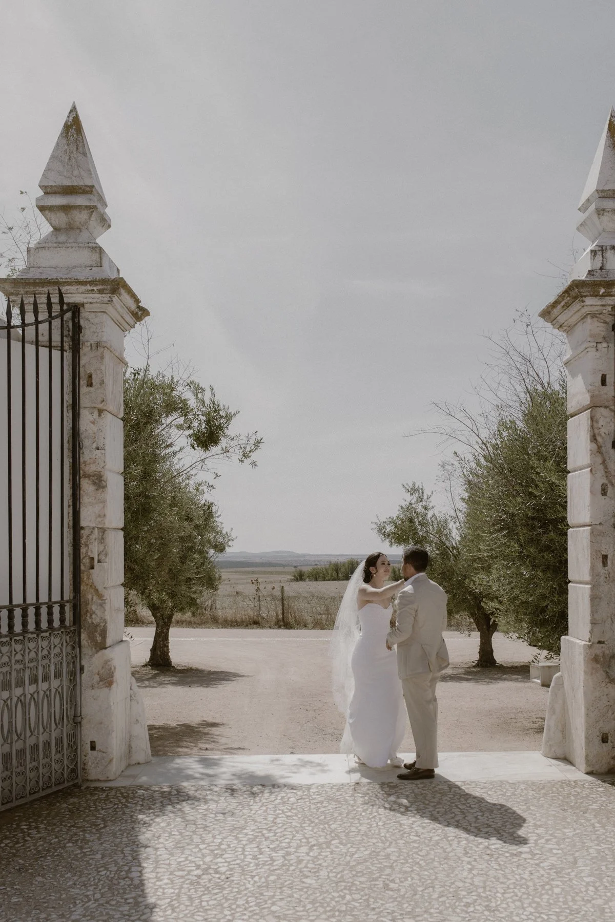 Bride and groom sharing an intimate moment on their wedding day