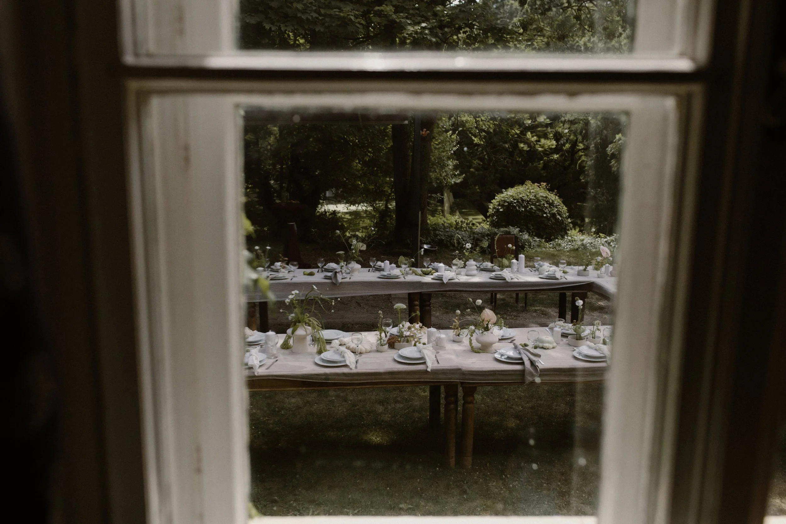 Elegant wedding decoration photographed in a documentary style