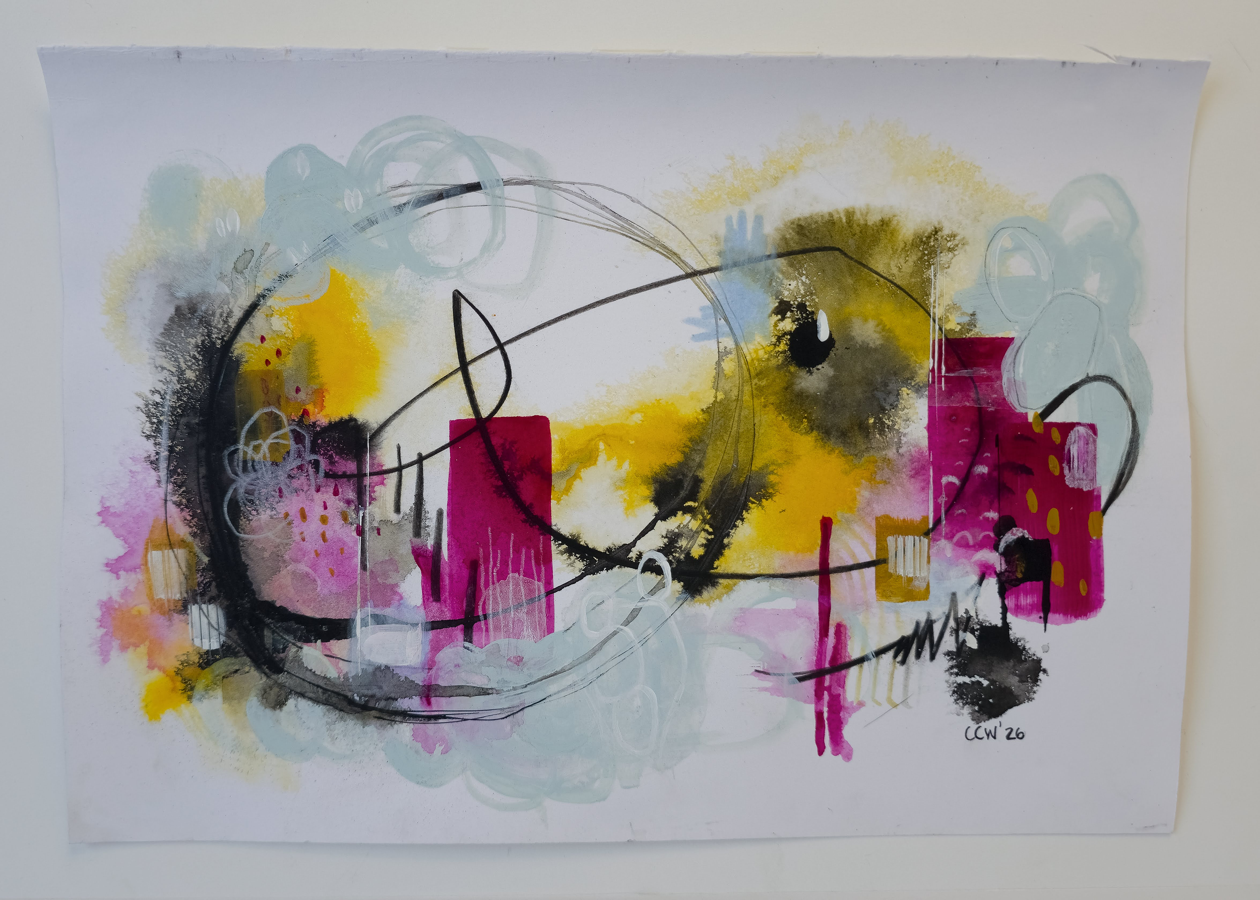 Mixed Media work by Caroline C Wallace THE HUM_EYES OF THE WORLDN