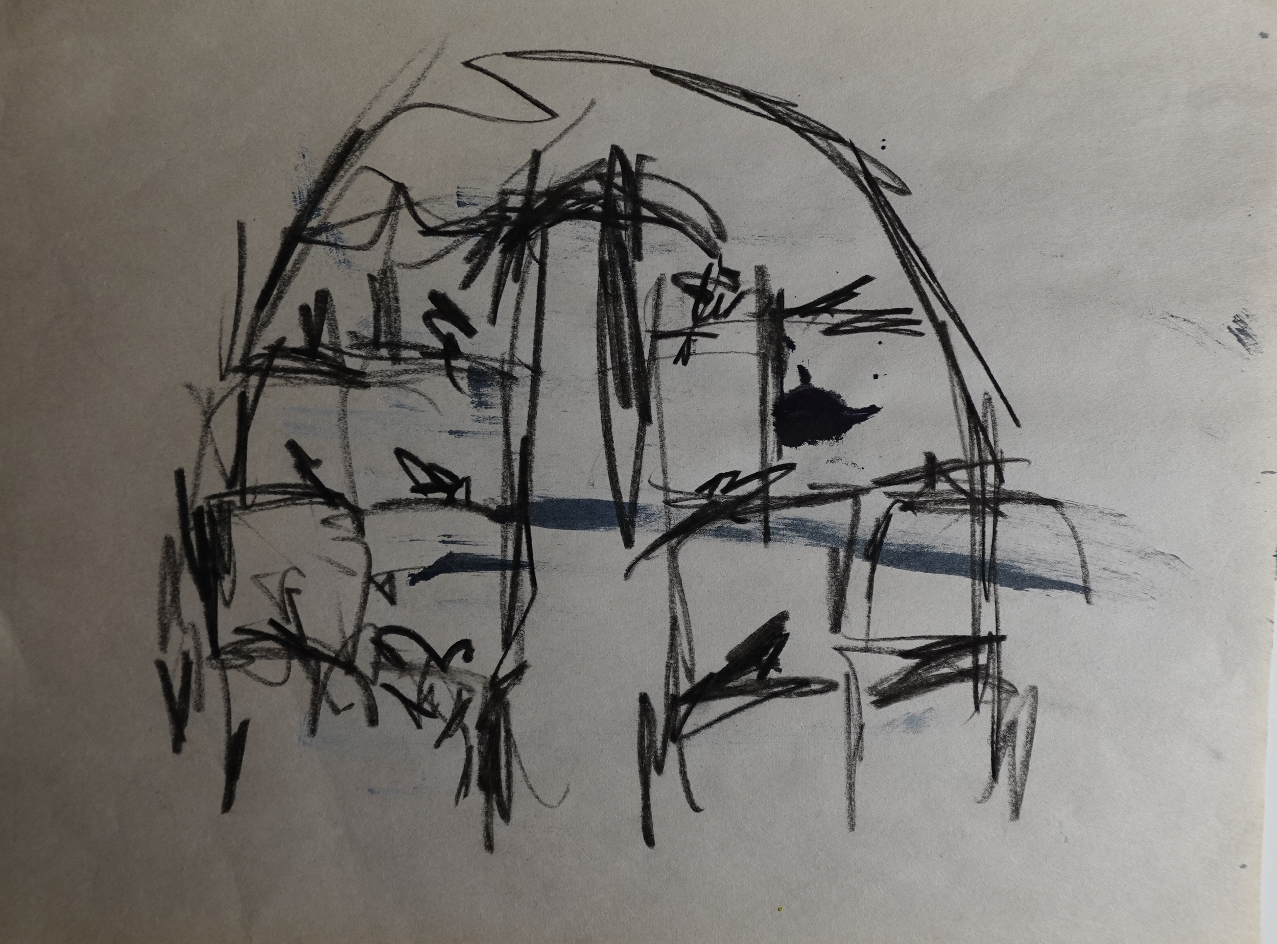 CAROLINE WALLACE ROUND TRIP STUDY IN CHARCOAL NEWSPRINT