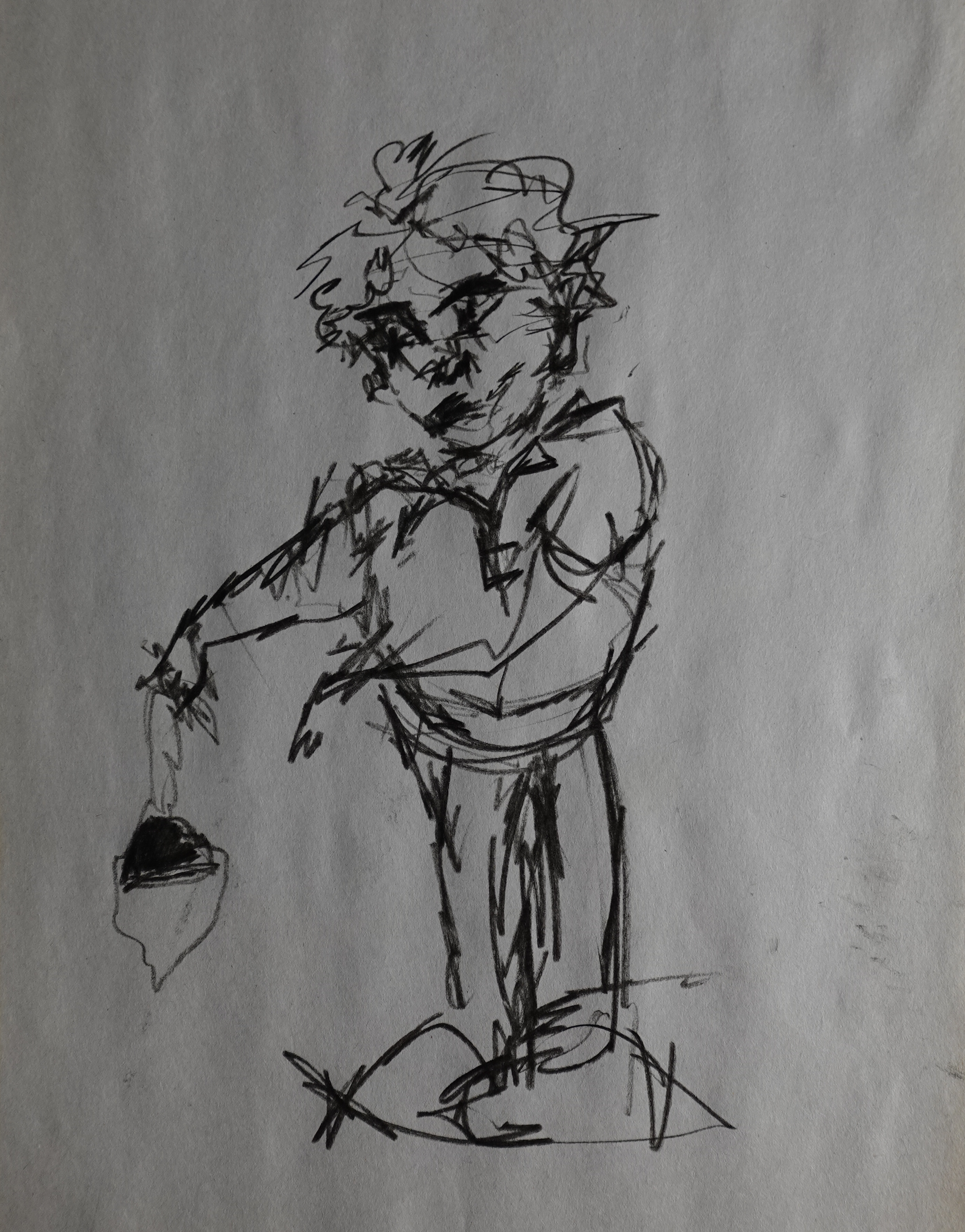 CAROLINE WALLACE ROUND TRIP STUDY IN CHARCOAL NEWSPRINT