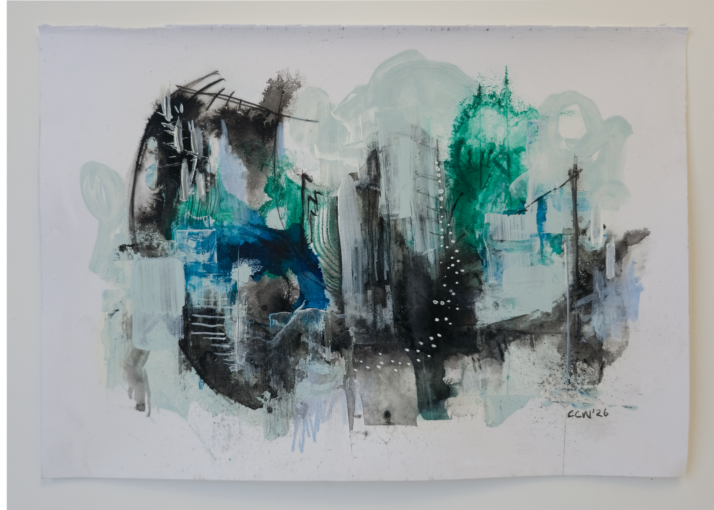 Mixed Media work by Caroline C Wallace THE HUM_NIGHT DRIVE